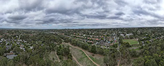 Rosanna Parklands, facing the Melbourne skyline