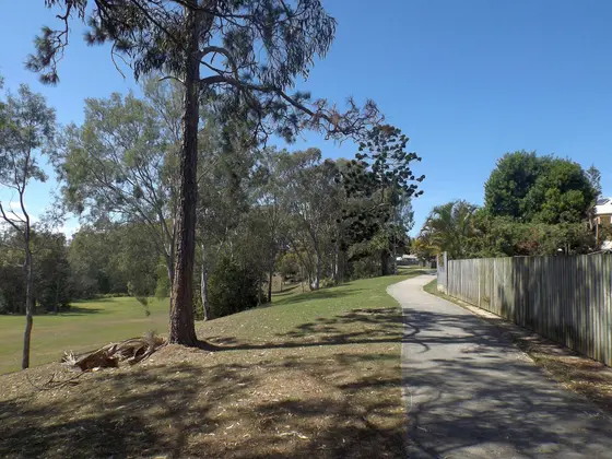 Photo of park and Moreton Bay Cycleway at the end of Gynther Street in Rothwell, Moreton Bay Region, Queensland, Australia.