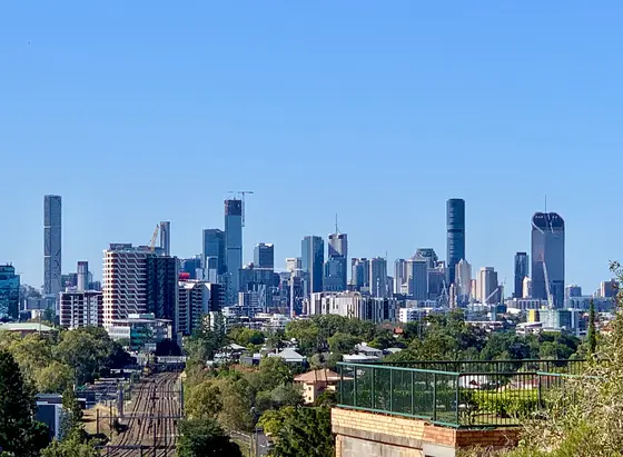 Skyline of Brisbane CBD seen from Taringa, Queensland in May 2020