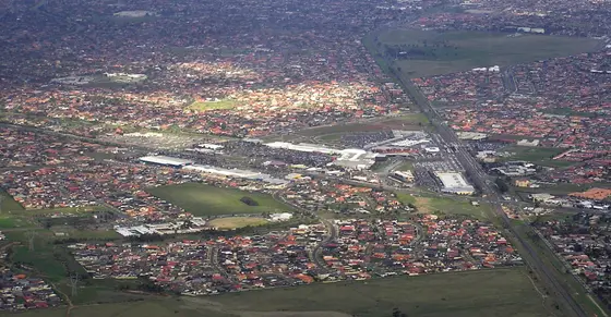 Taylors Lakes a suburb of Melbourne Victoria, aerial view from north